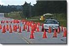 emergency cones on highway